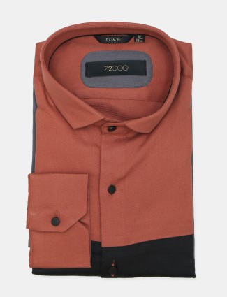 Z2000 solid rust orange cotton formal wear shirt