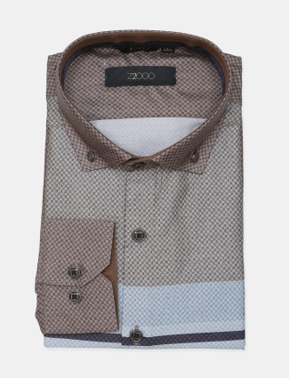 Z2000 textured brown cotton formal wear shirt