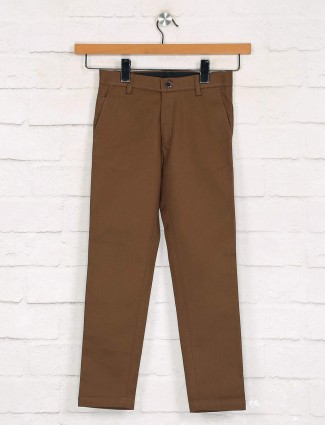 Zillian brown boys cotton trouser casual wear
