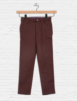 Zillian Dark brown cotton trouser for boys