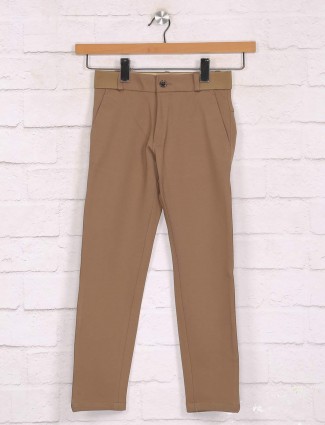 Zillian solid brown boys casual trouser