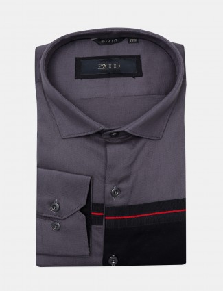Zillian solid grey formal shirt for mens