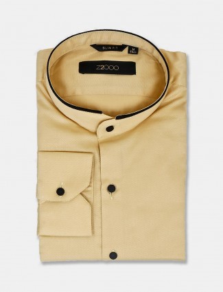 Zillian solid yellow cotton party shirt
