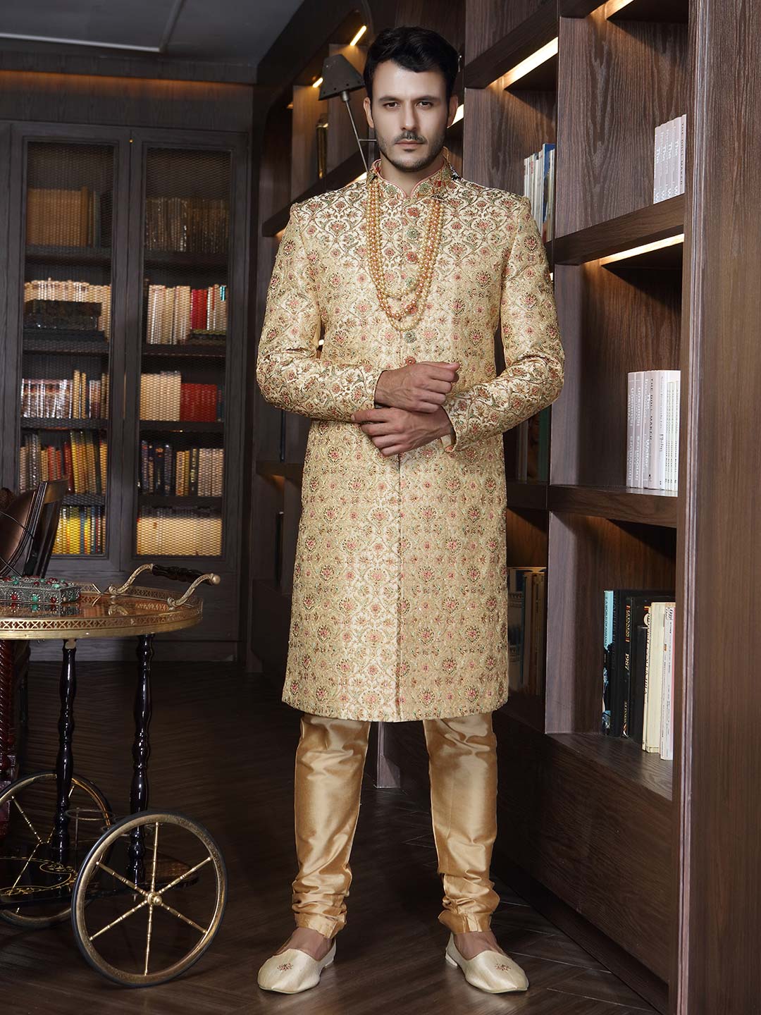 Raw silk beige designer groom sherwani - G3-MSH0276 ...
 Groom Sherwani Designs