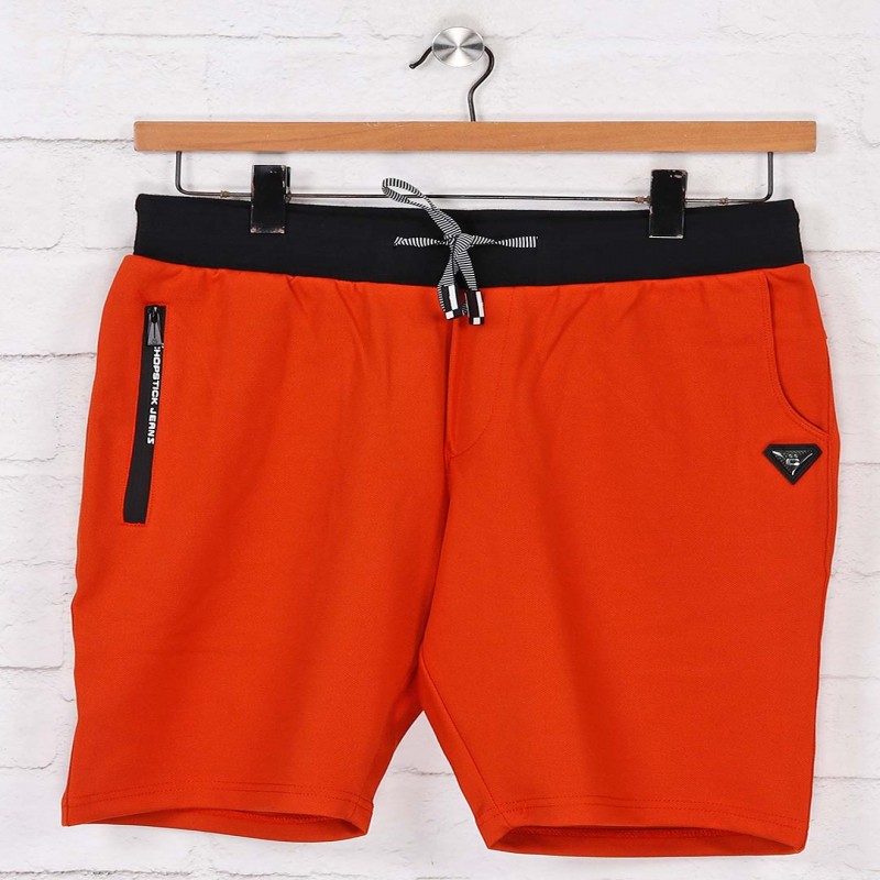 Chopstick solid orange cotton shorts - G3-MSO0400 ...