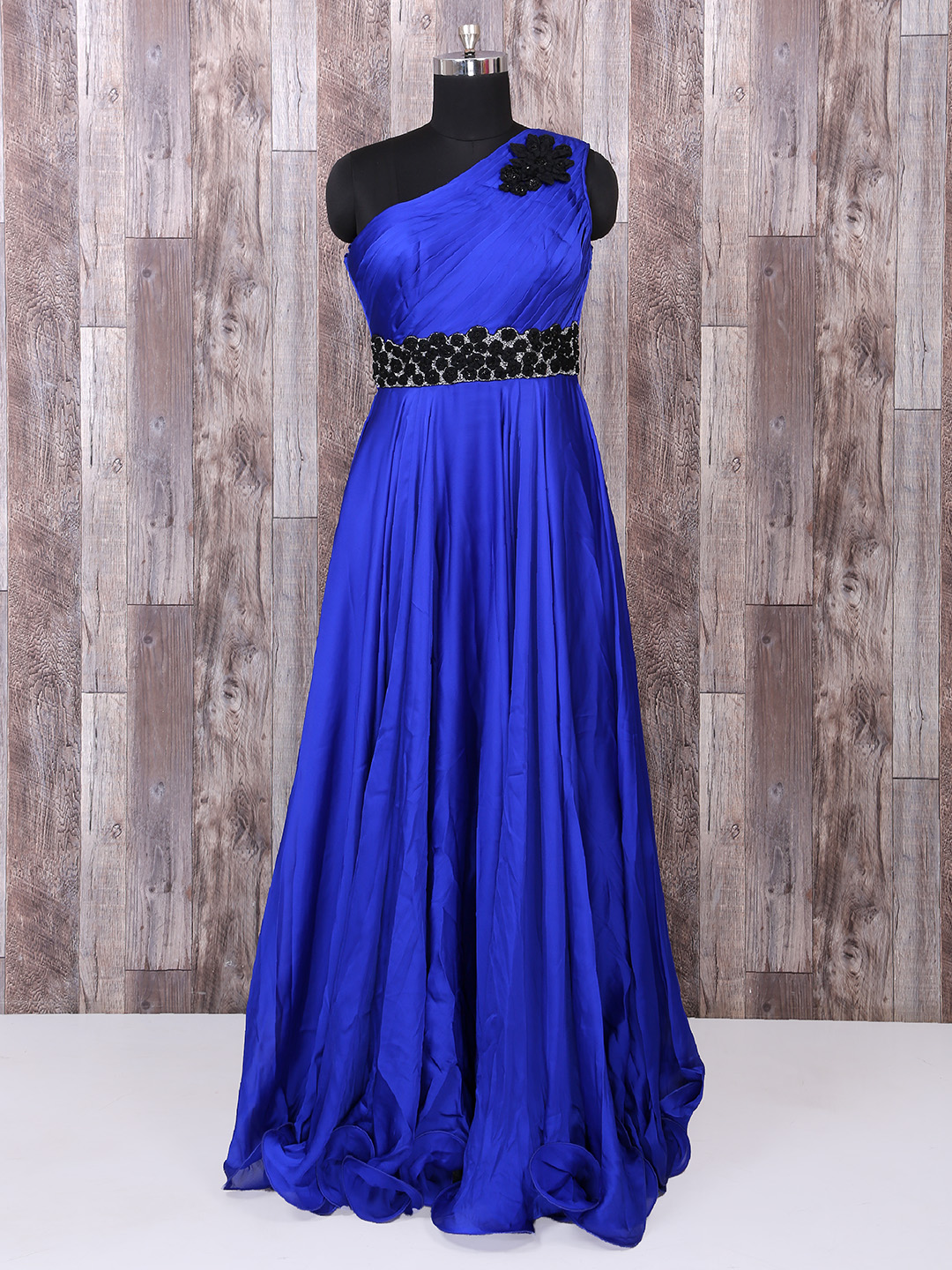Silk fabric royal blue gown - G3-WGO1098 | G3fashion.com