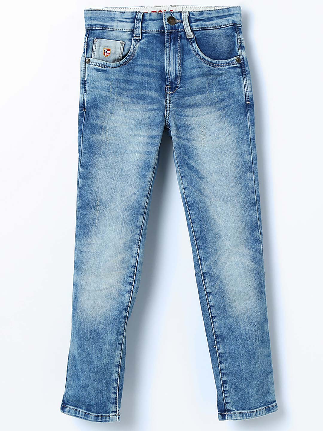 washed blue denim jeans